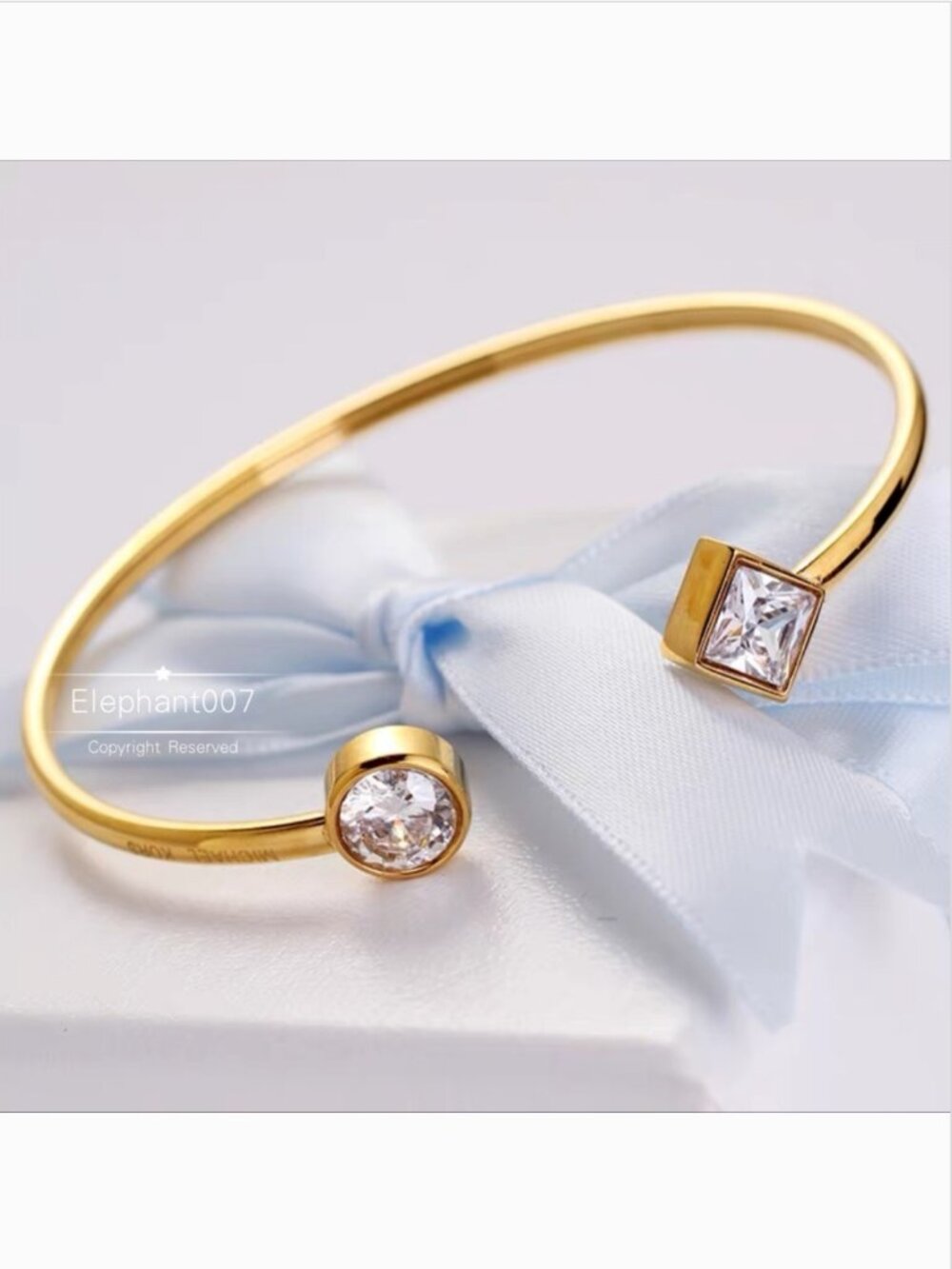 Michael Kors Gold Tone Open Cuff Bracelet Crystal Accent Minimalist